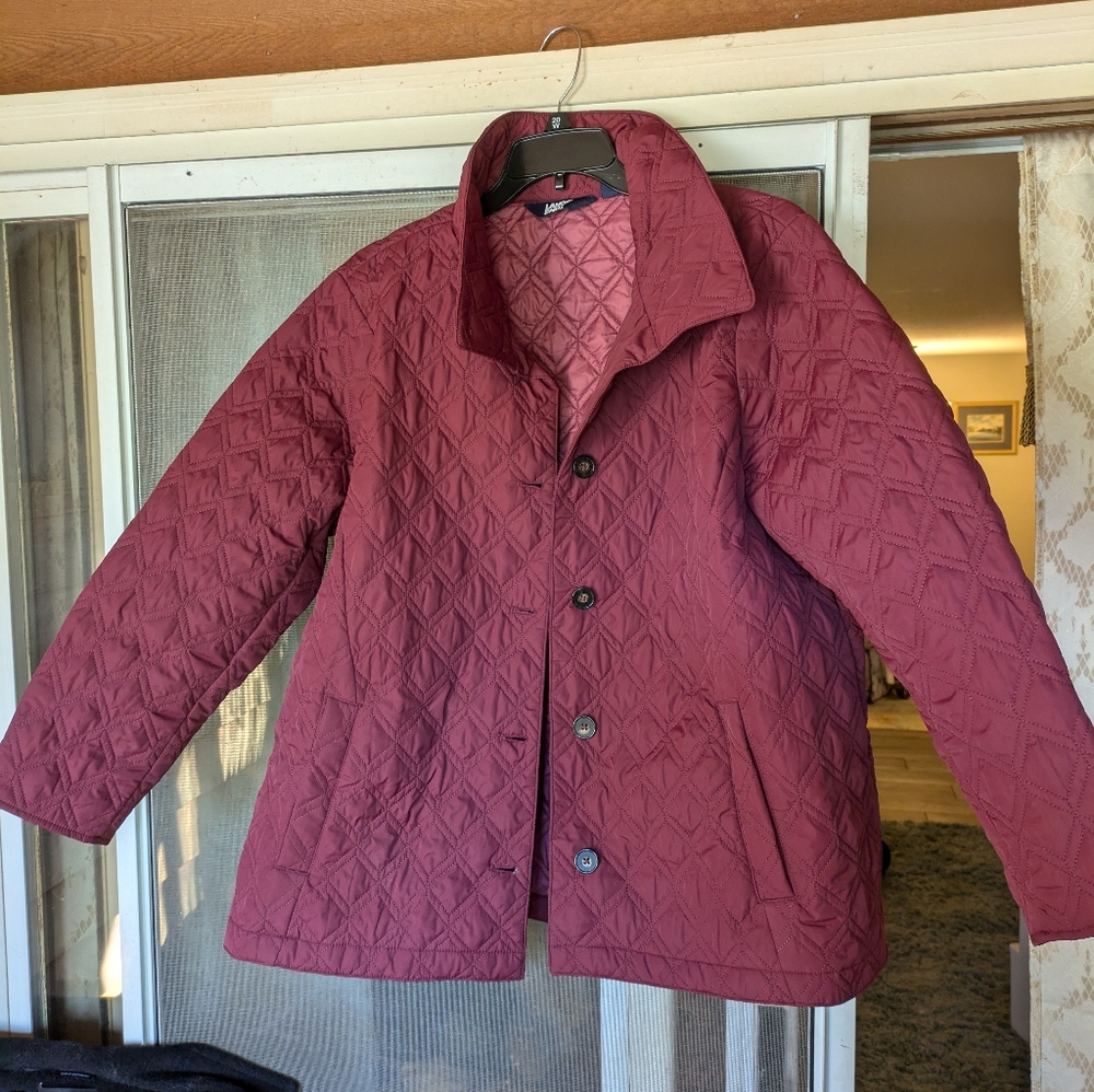 Maroon light fall coat, lands end